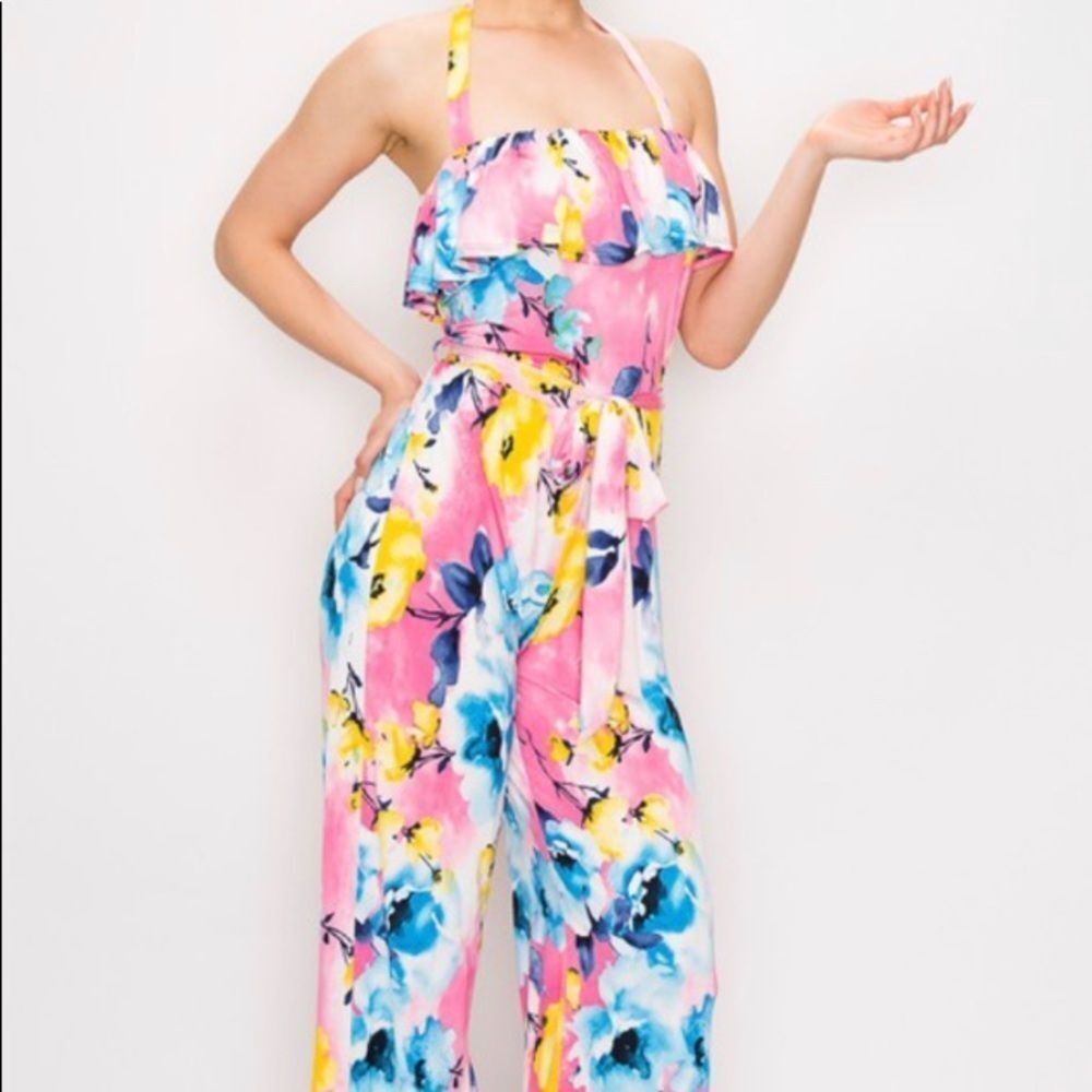 Wide Leg Halter Jumpsuit - Picture 3 of 5